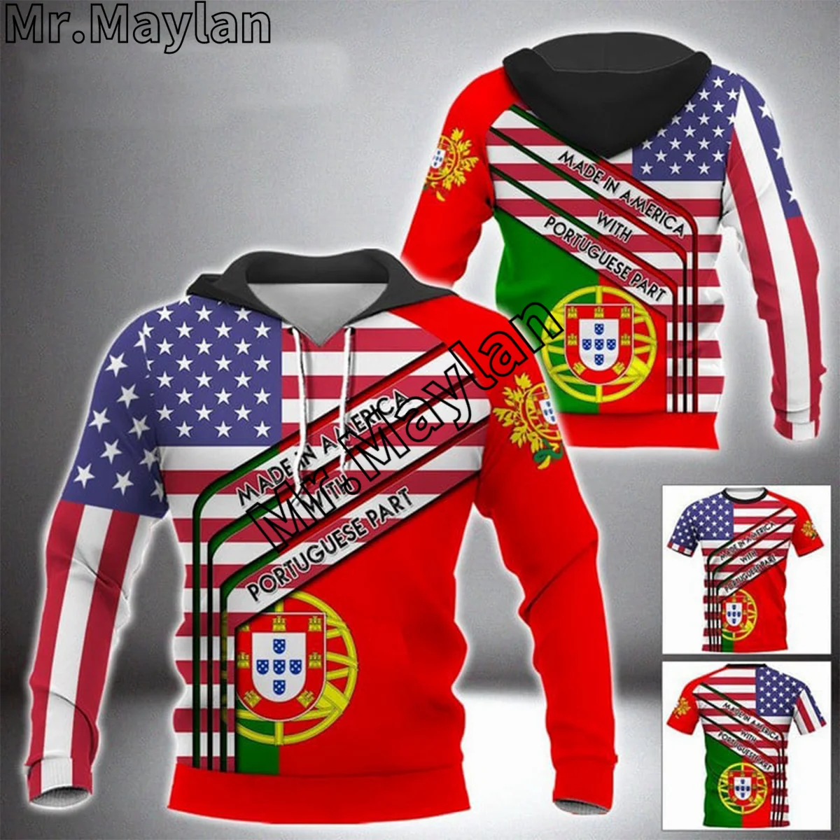 CUSTOMIZE PORTUGAL Flag Yellow Green & RED 3D Hoodie Men/Women Sweatshirt Streetwear Zip Pullover Casual Jacket Tracksuits K-123