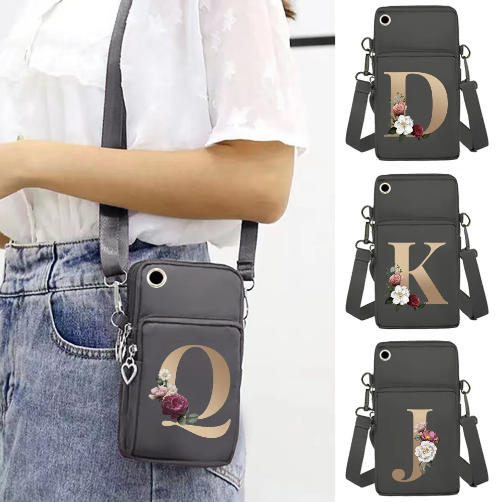 Mobile Phone Bag Arm Packet Shoulder Bags Wallet for Apple/Huawei/Xiaomi Cell Phone Pouch Gold Letter Print Organizer Wrist Pack