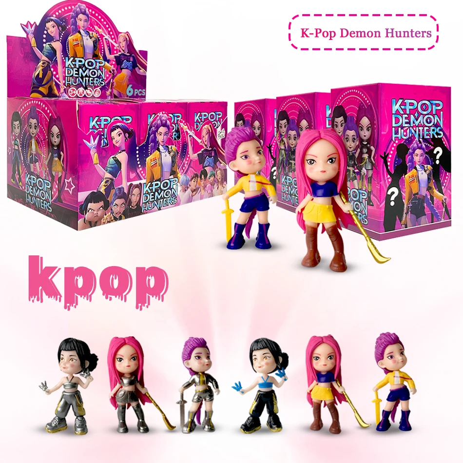 

6 шт./компл. Kpop Demon Hunters фигурка modelo juguete ПВХ информацион리jos animados Германияicos para juegos decoración de escritorio colec