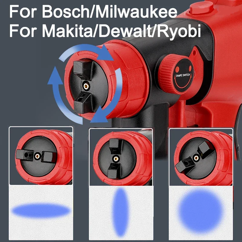 

800ML Cordless Electric Spray Gun for Makita/Dewalt/Bosch/Milwaukee/Ryobi 18V 20V Battery with 3 Spray Patterns Paint Sprayer