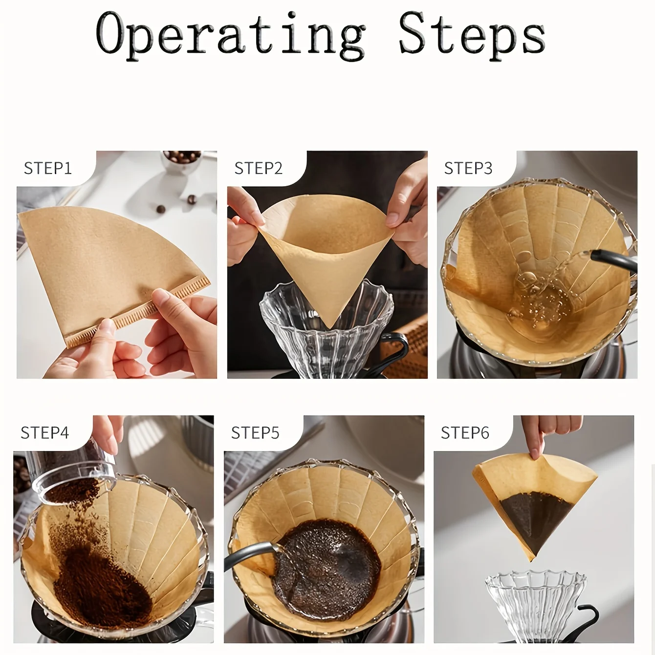 100pcs-Coffee Filter Paper Natural Unbleached Disposable Coffee Filters Paper 100 Count Natural Fit for Drip Coffee Dripper