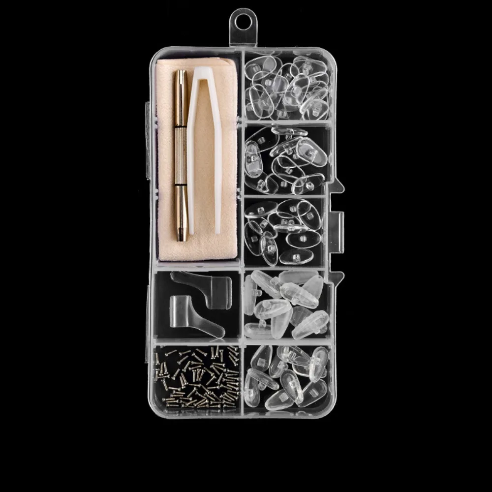 Silicone Eyeglass Repair Kit Antiskid Replaceable Nose Pads Repair Kit Universal Sturdy Precision Screw Sets Repair Accessories