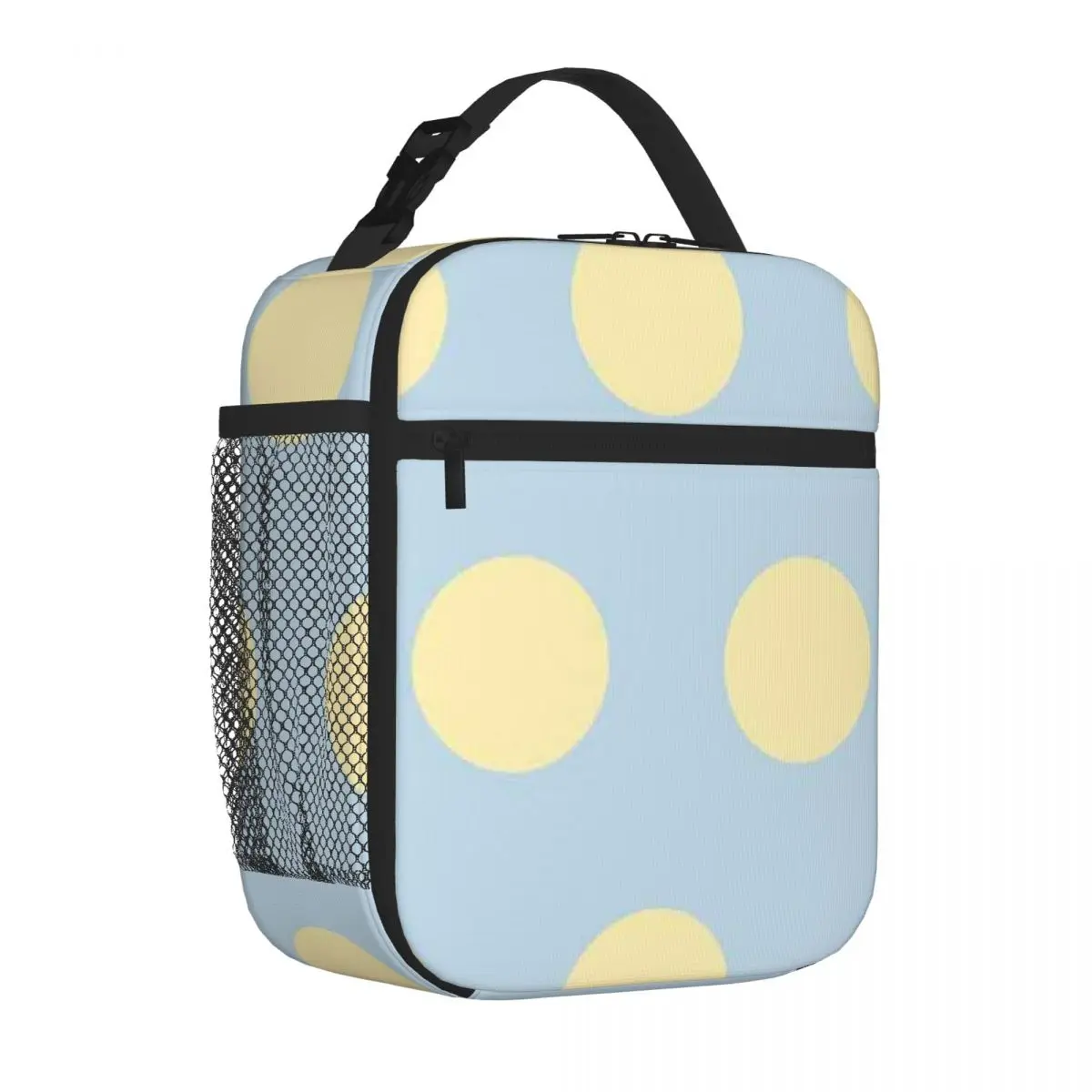 Bestselling Blue And Yellow Large Polka Dot Sweet Style Kids Lunch Bag Children Outing Carry Lunch Bag