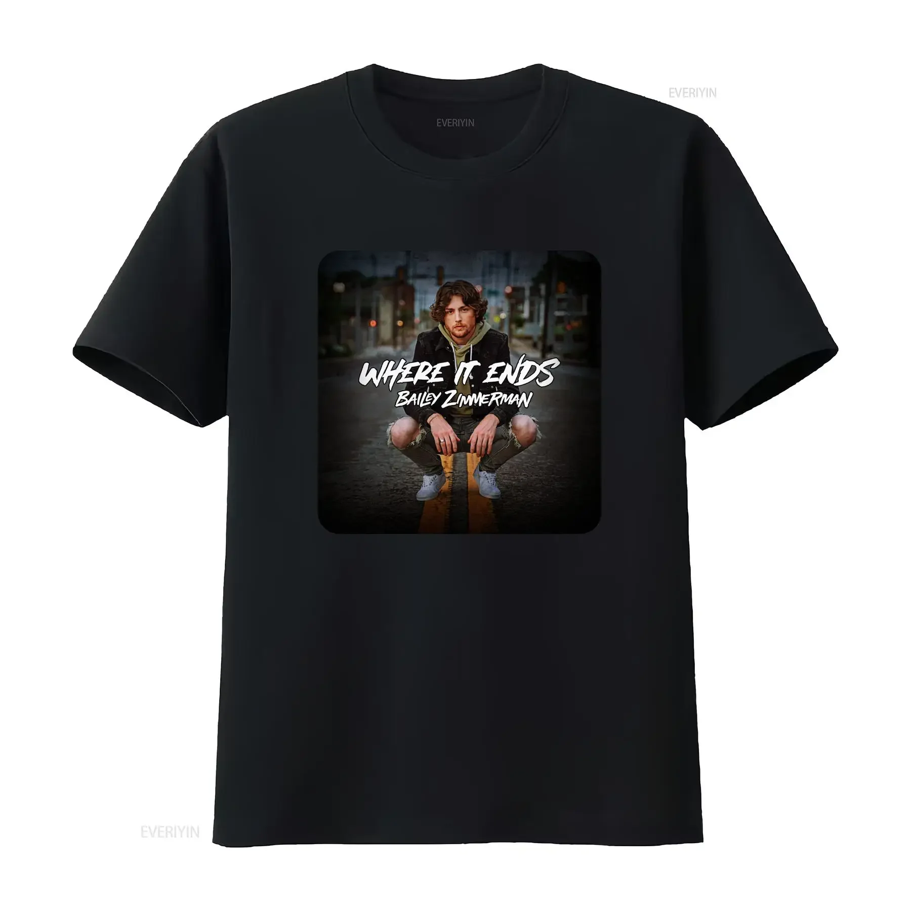 BAILEY ZIMMERMAN Where It Ends T Shirt  Cotton Black S to 5XL HC1117 vintage Washed Casual Stretched Breathable graphic