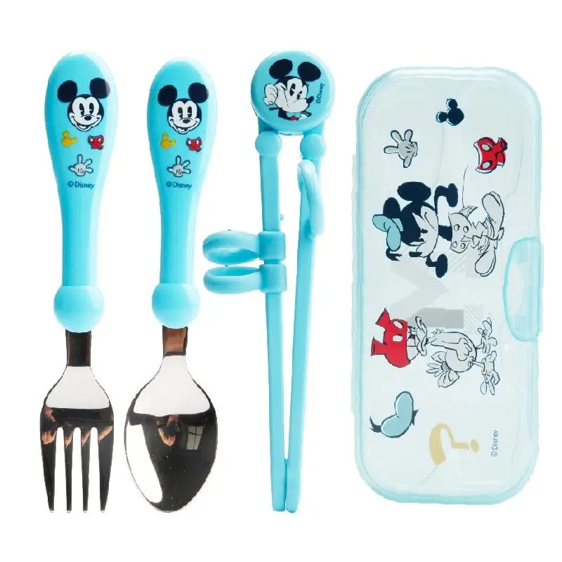 

Kawaii Disney Children's Cutlery Set Anime Character Mickey Stainless Steel Cute Fork Spoon Student Chopstick Training Set Gift