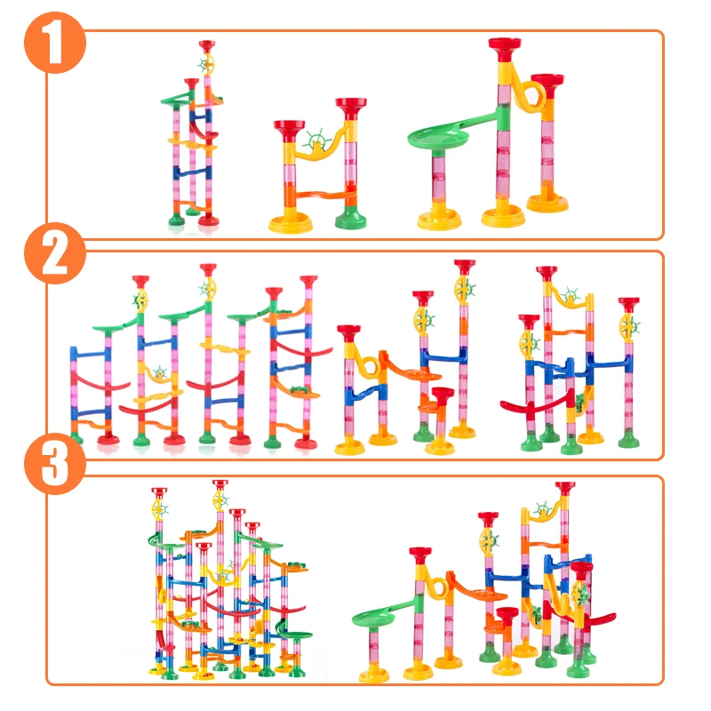 50-142PCS Marble Run Racebaan Bouwstenen Kinderen Speelgoed 3D Doolhof Bal Roll Speelgoed DIY Marmer run Race Coaster Set Kerstcadeau