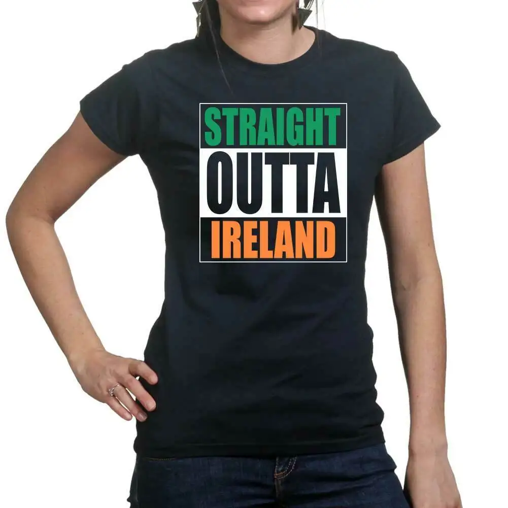 

Straight Outta Ireland Funny Irish Compton Ladies T shirt Tee Top T-shirt