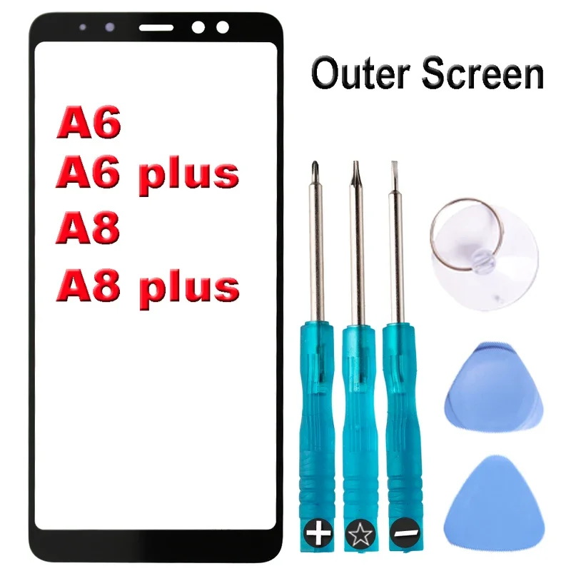 New front glass panel repair part for Samsung Galaxy A6 A8 plus outer touch screen glass lens