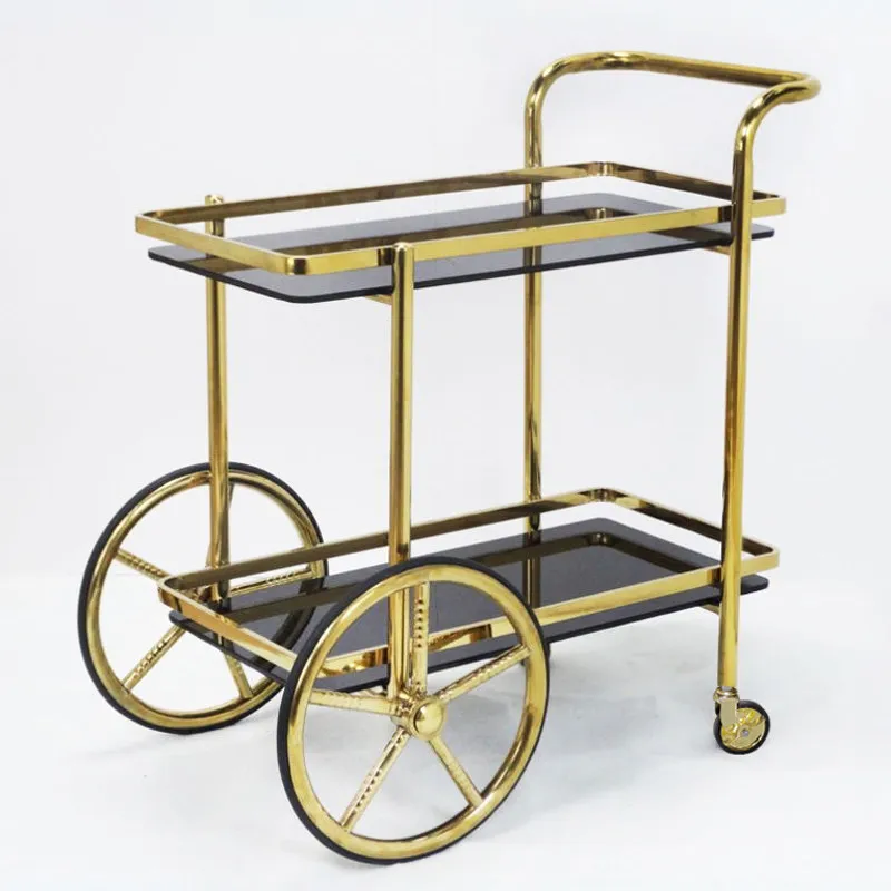YJQ stainless steel dining car hotel service cake hand push tea cart European mobile wine cart