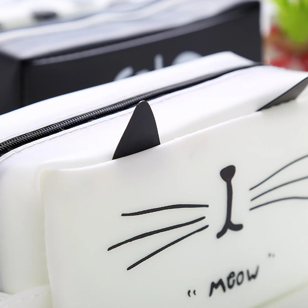 

Cat Pencil Case Jelly Gel Bag Pattern Korean Version Large Capacity White Student