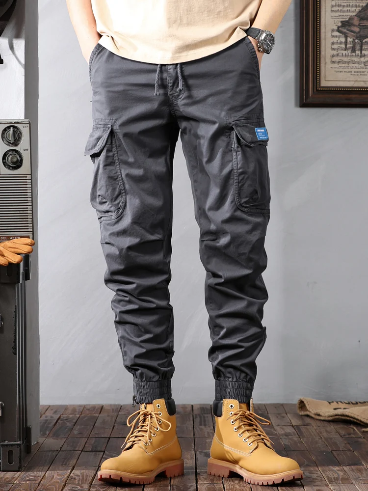 

Loose Fit Cargo Pants Men's Spring Autumn New Sle Casual Long Pants ket Detail Nine-Tenths Versatile Workwear Trousers