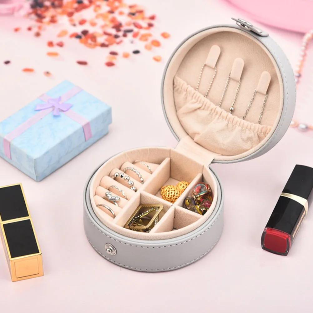 Portable Jewelry Box Large Round Multi-Grid Travel Jewelry Storage Case Organizer Earrings Box Small Earrings Container