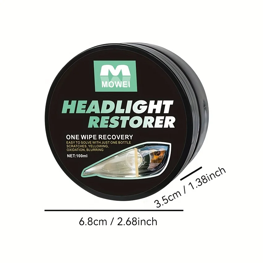 Quick-Fix Car Headlight Restorer - 3.38oz, Scratch Yellowing Repair, Easy Polishing Coating for Enhanced Visibility