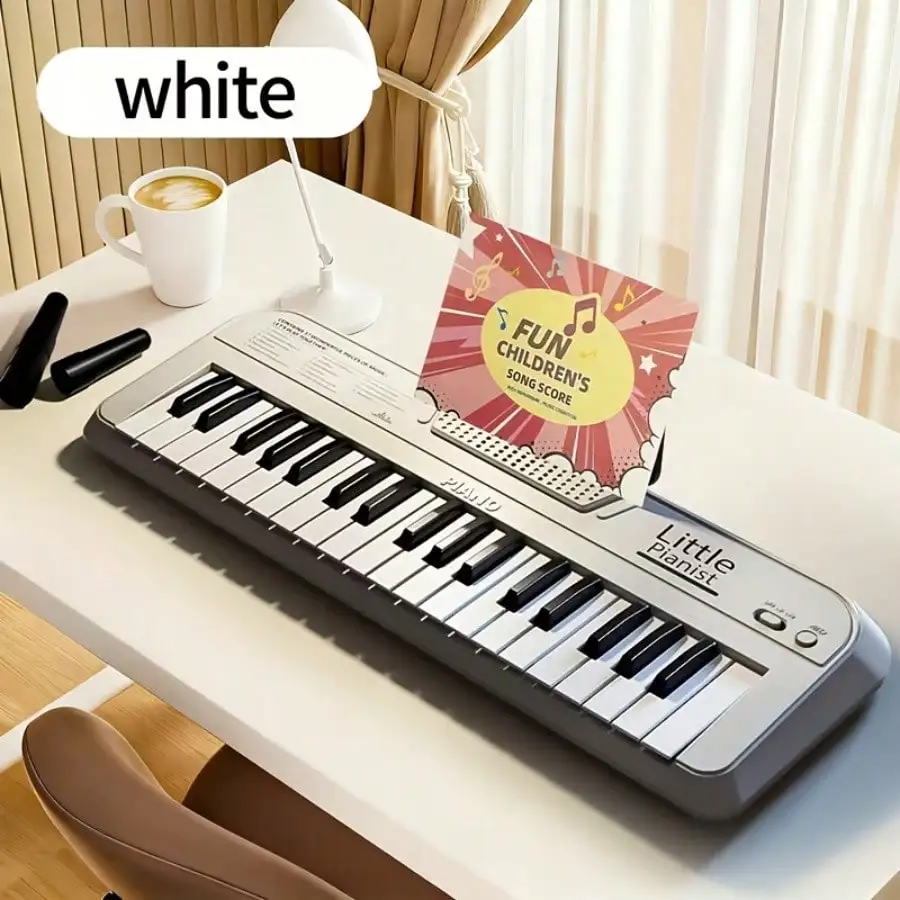 37‑Key Kids Electronic Piano Toy With Microphone & Music Stand, Toddler Educational Musical Keyboard Instrument, White Pink Blue Multi‑Color Options, Early Learning Music Toy, Ideal Birthday Christmas Holiday Gift For Boys Girls Ages 3+