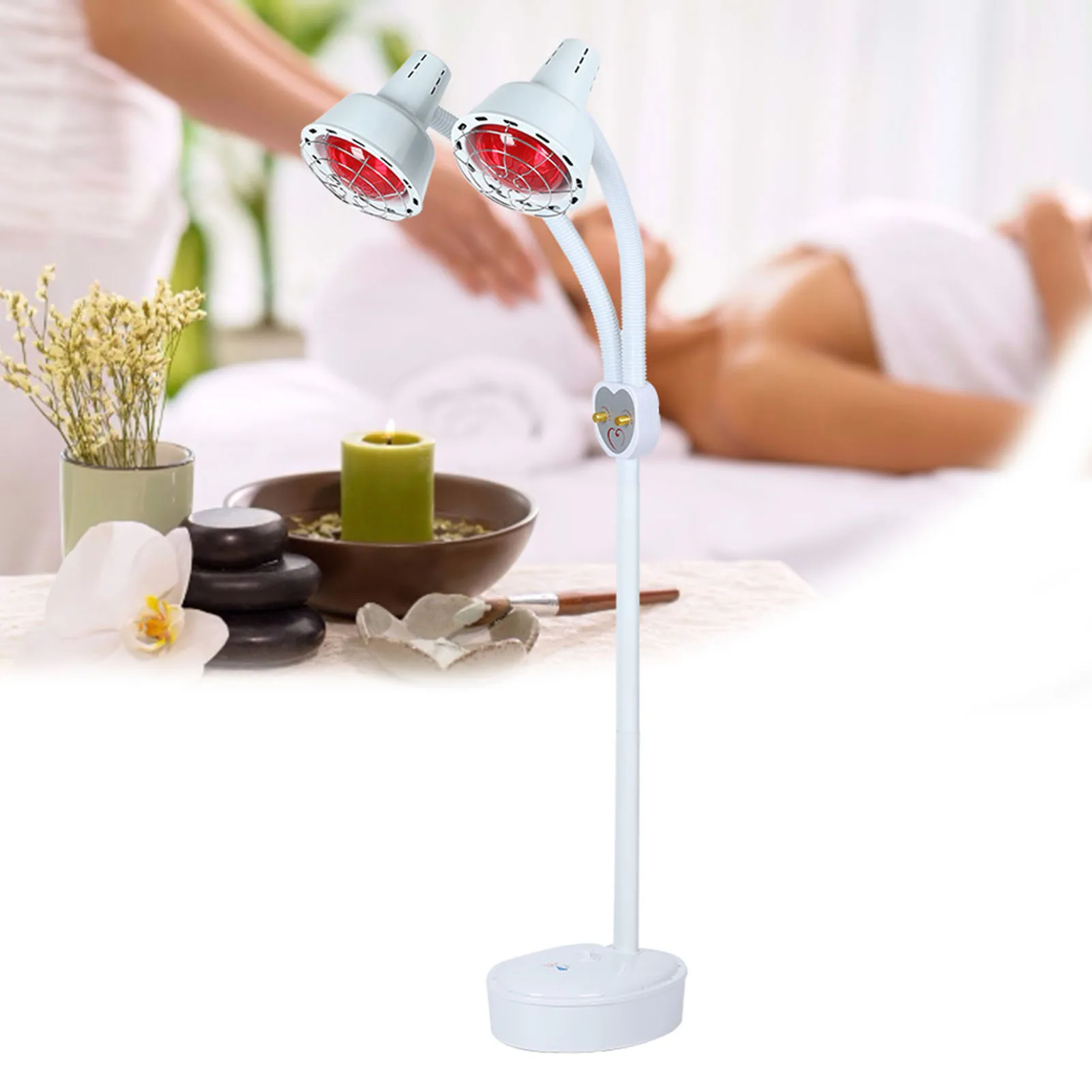 

Beauty Treatment Lamp Cold Relief Lamp Double Head Adjustable Infrared Light Heating Therapy Floor Stand Beauty Treatment Lamp