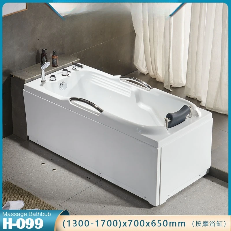 Acrylic bathtub thermostatic surf massage hotel adult rectangular acrylic small volume bathtub