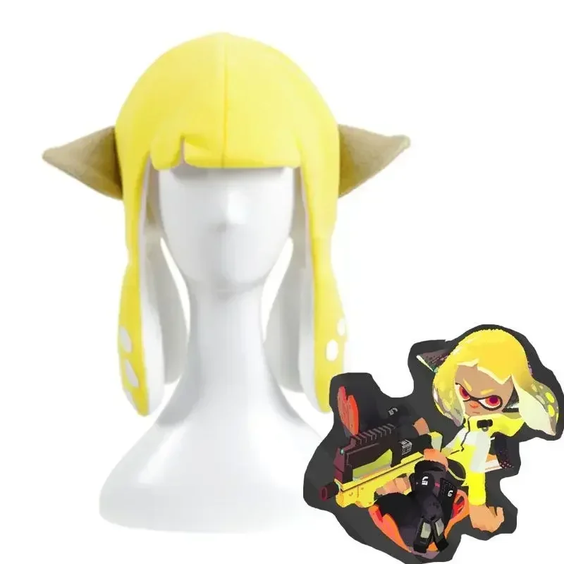 Splatoon 3 Style Squid Cute Hat Wig Cosplay Props Halloween Hat Surrounding the Game Jet Warrior Related Accessories