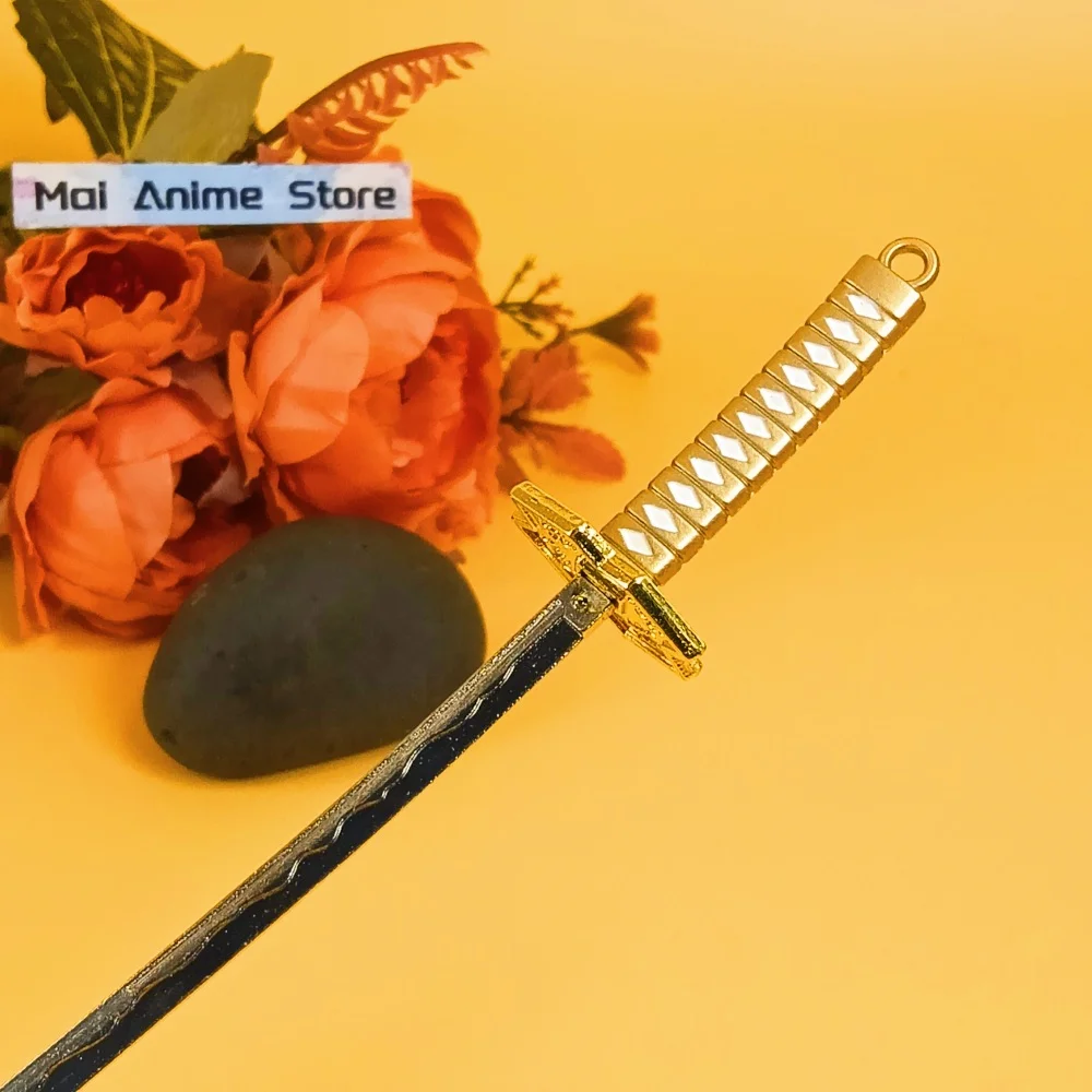 6-calowa metalowa katana Roronoa Zoro, katana japońska w naturalnej wielkości, sztuczny miecz, stalowa oryginalna samurajska katana Zoro, nieszlifowany nóż ninja, zabawka, prezent