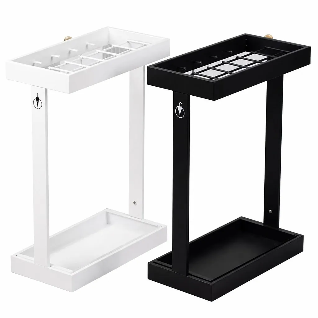 Iron Art Customizable Logo Umbrella Stand Eco Friendly Commercial Hotel Lobby Metal Rack Convenient Storage Umbrellas
