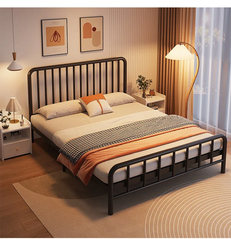 

Customized wrought iron bed double bed simple modern iron bed Nordic rental room iron frame single