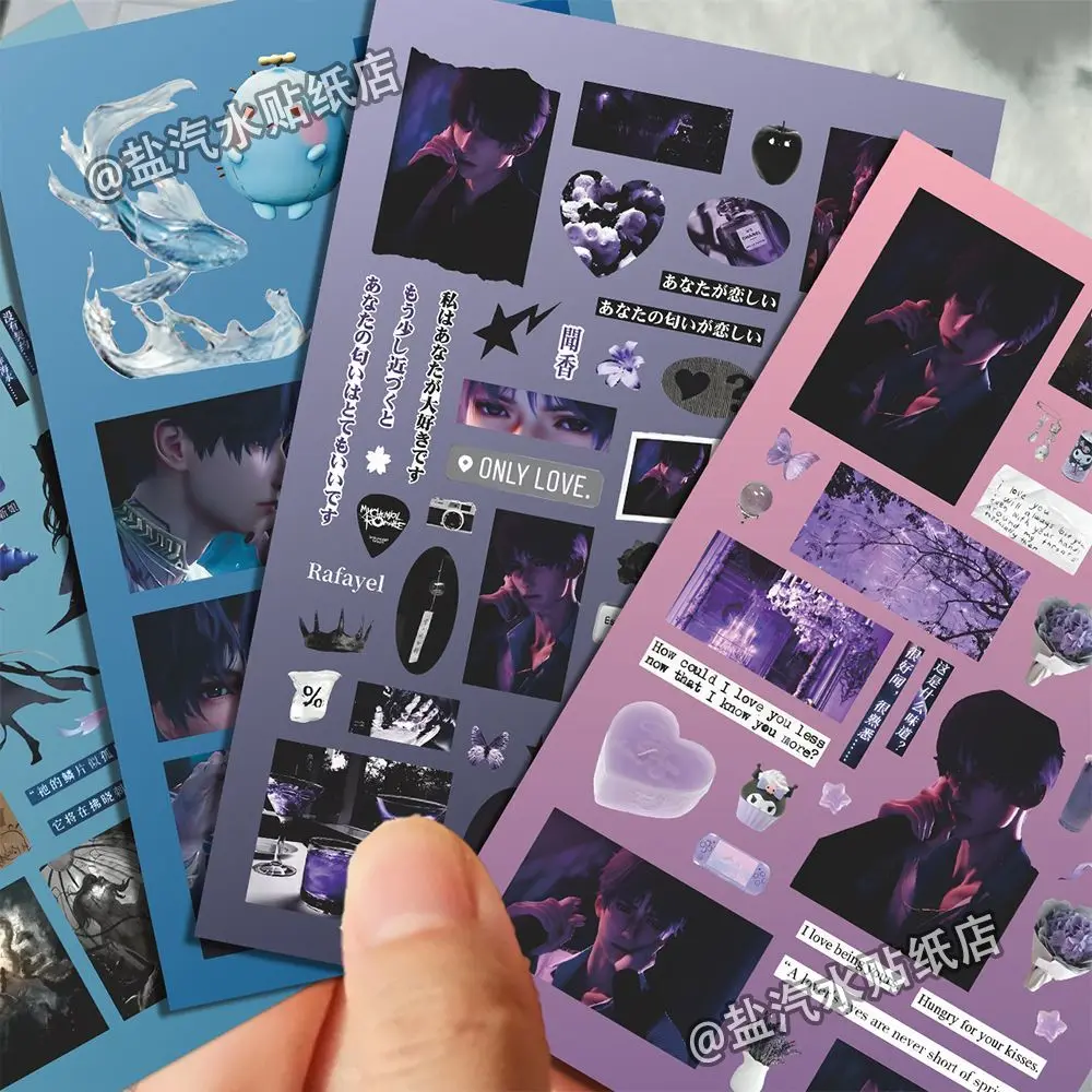 

8 листов игры «Любовь и глубокое пространство», наклейки Rafayel MO Qi Yu, чехол для ноутбука, телефона, украшение для гитары, клейкая наклейка, подарок на день рождения