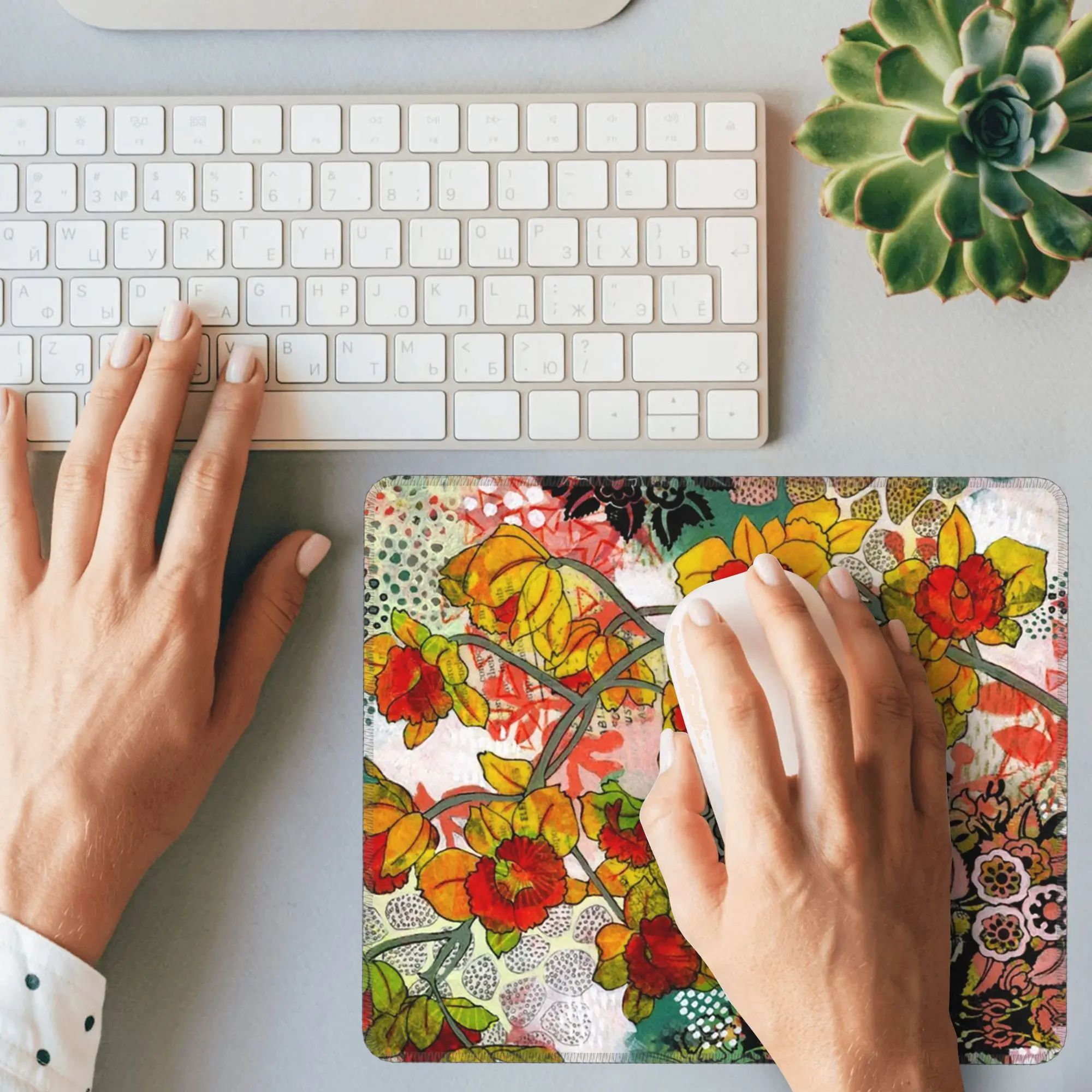 Weeping Daffodils لوحة ماوس صفراء لوحة مفاتيح الكمبيوتر ماوس حصيرة ألعاب الكمبيوتر المحمول مكتب حصيرة مكتب الملحقات الجدول الحصير