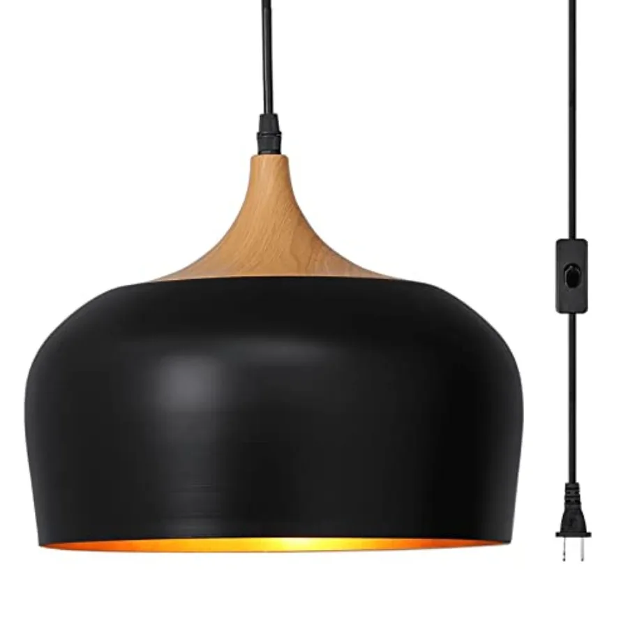 

Big Plug in Pendant Light Modern Hanging Light Fixture with 16.4ft Cord On/Off Switch for Kitchen IslandDining Room Over Table
