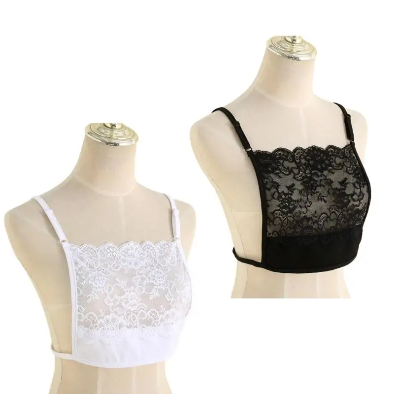 

Lace Mock Camisole Bras Wrapped Chest Overlay Modesty Panel Cleavage Cover for Women Girls Low Cut Clothing X4YC