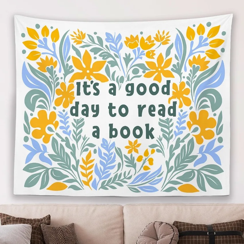 Book Lover Tapestry Floral Wall Decor Reading Corner Classroom Library Bedroom Dorm Hanging Fabric Art Gift for Women Kids