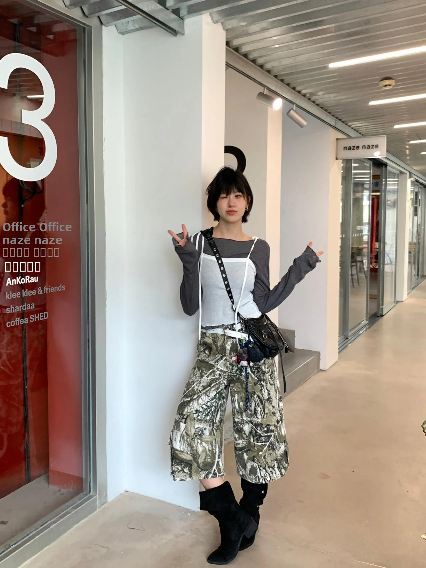 

Американские рабочие брюки-карго в стиле Street Sle для женщин: свободные, прямые, укороченные (7/8), повседневные, с принтом, широкие штанины