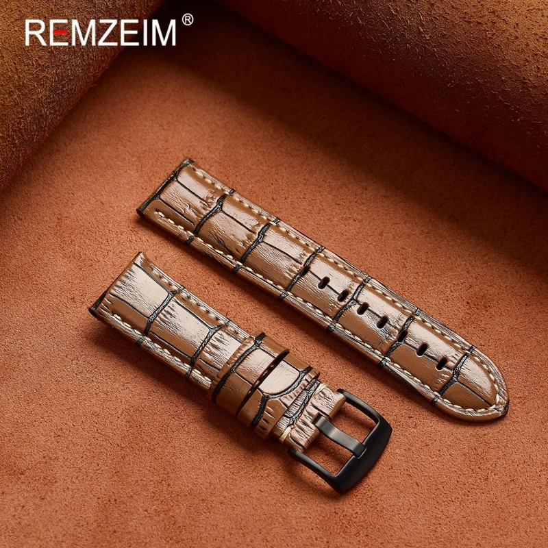 

Retro Leather Watch Band 20mm 22mm 24mm 26mm Replacement Wrist Belt Women's and Men's Bamboo Knot Pattern Wristwatch Strap