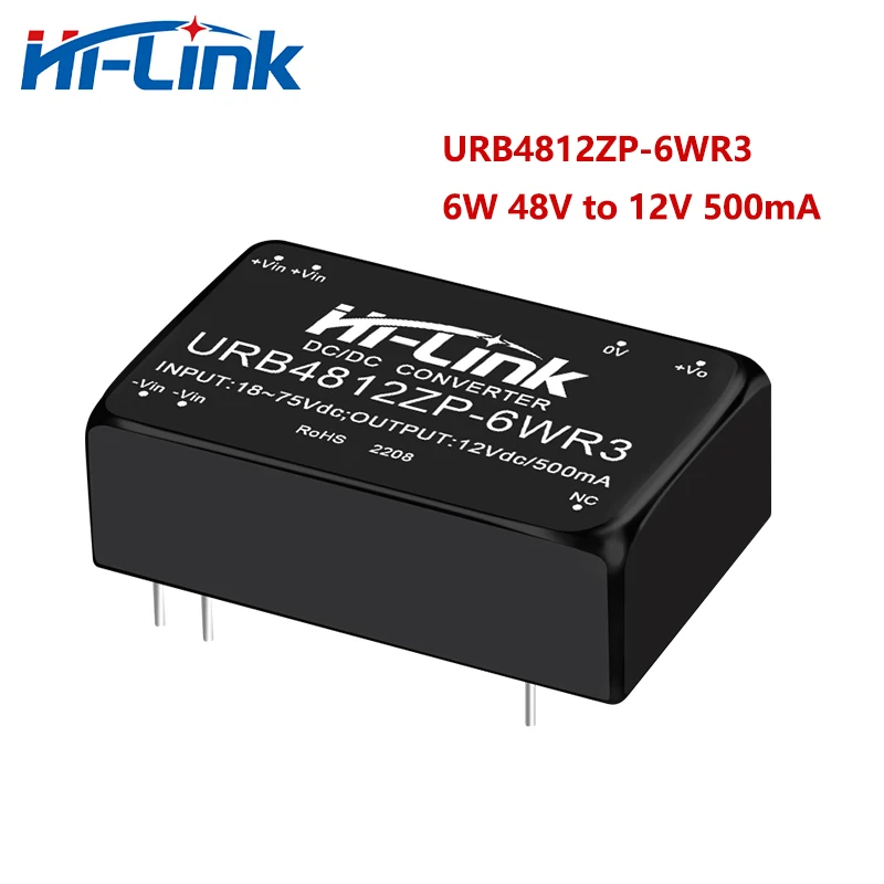 New 2pcs/lot Hi-Link Offical URB4812ZP-6WR3 6W 48V to 12V 0.5A DC DC Converter Isolated Power Supply Intelligent Module Smart