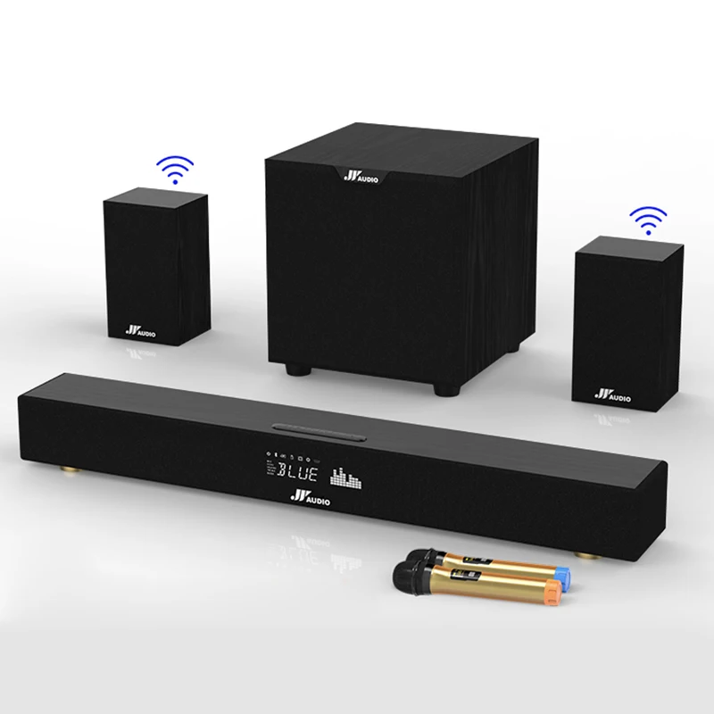 5.1 Channel Home Cinema System Sound Bar With 8 Inch Passive Subwoofer And Pair Of Surround Speakers Include Remote Control