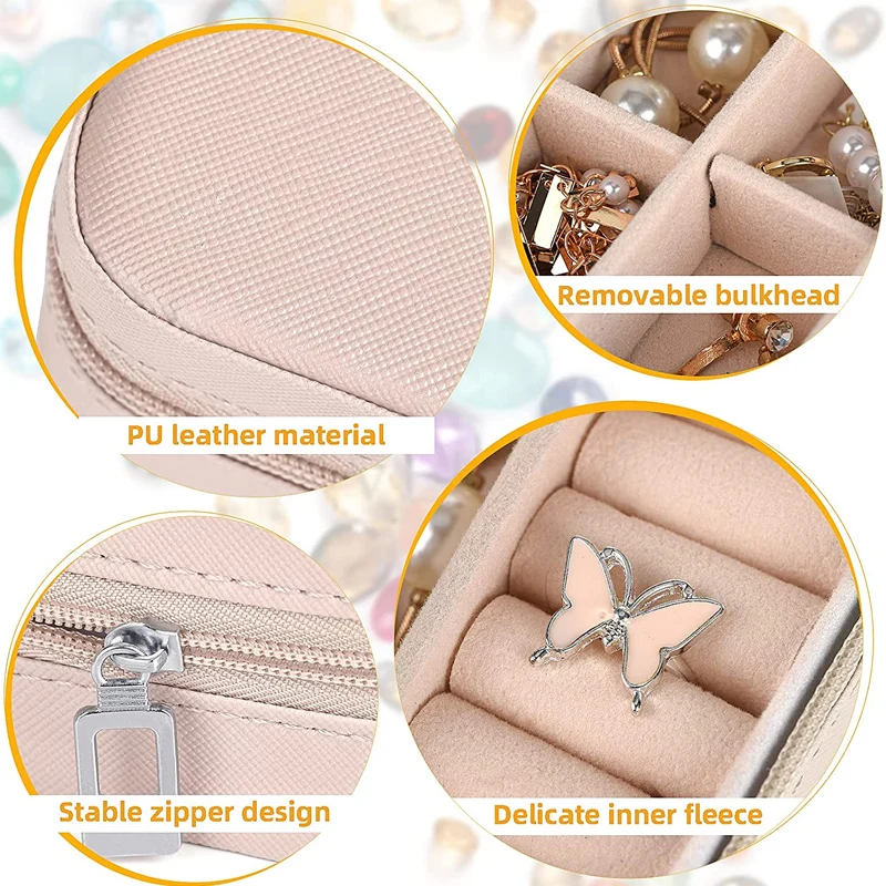 Portable Jewelry Storage Box Travel Organizer Jewelry Case Leather Storage Earring Necklace Ring Jewelry Organizer Display Boxes