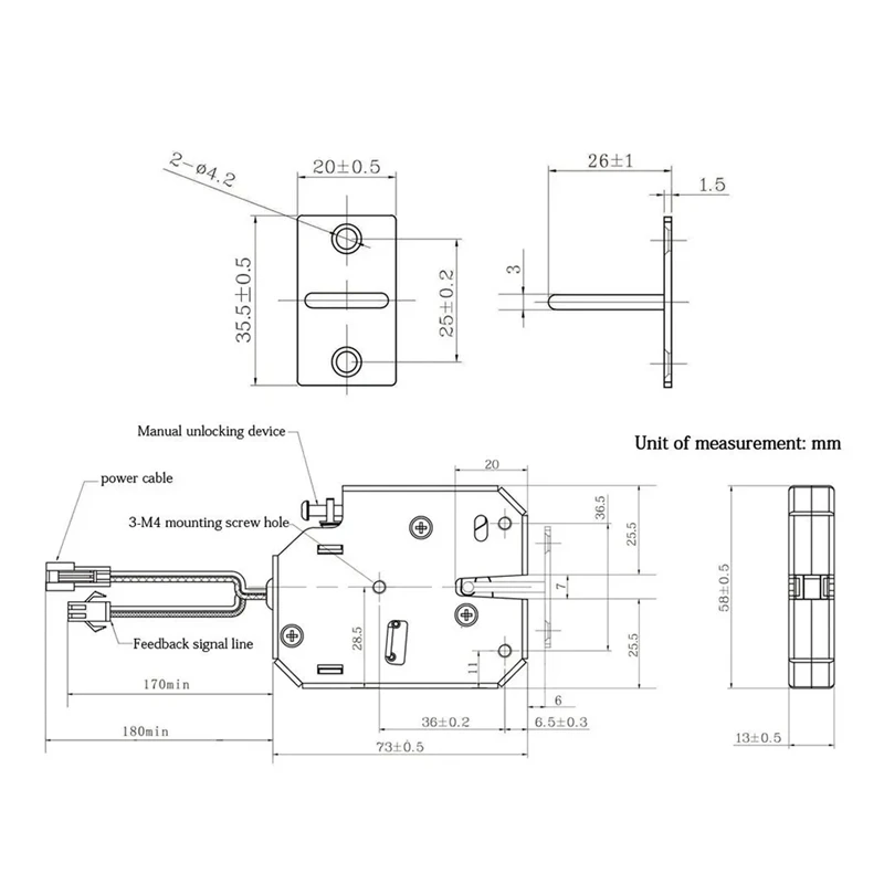 Small 12V 1.5A Electronic Lock Latch Release Assembly Electromagnetic Control Metal Safety Magnetic Lock Durable