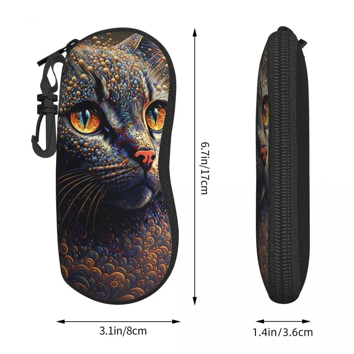 Estuche para gafas de gato con pintura, bolsa para gafas de sol con animales abstractos, práctico organizador de gafas de moda, caja portátil para gafas para hombres y mujeres