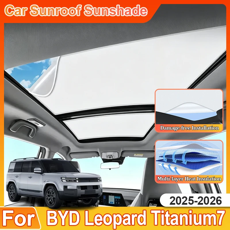Para BYD Leopard Titanium 7 Fangchengbao Ti7 Accesorios 2025 2026 Parasol de Techo de Gamuza, Piezas y Herramientas para Parasoles de Coche