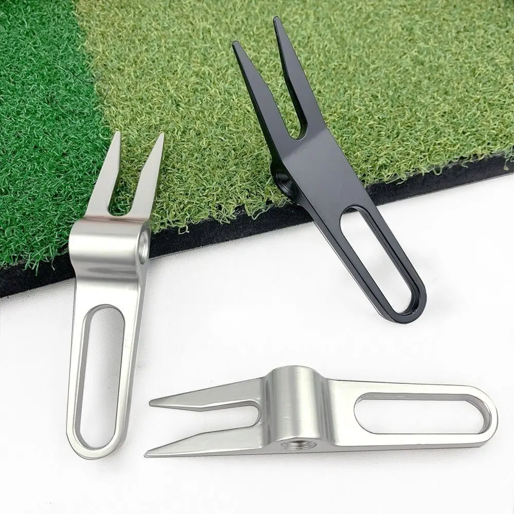 Zinc Alloy Golf Divot Pitch Repairer Tool Pitchfork Turf Tool Golf Fork Lifting Hole Switchblade Golf Divot tool Golf Training