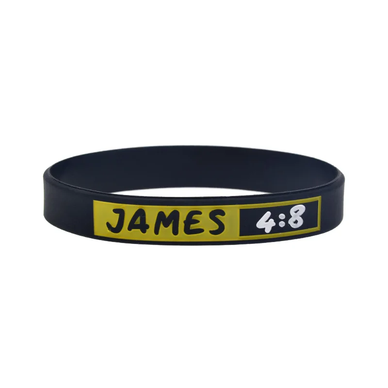 1 PC JUDE 1:2 PSALM 56:3 JAMES 4:8 ROMANS 12:12 Silicone Bracelet 1/2 Inch Wide Band