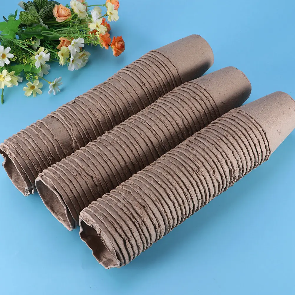 100Pcs Eco Friendly Pulp Cultivation Cups 8x8x8cm Biodegradable Gardening Pots for Seedlings Plants Vegetables Fruits Flowers