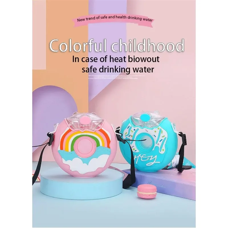 Creative Donut Kettle Internet Celebrity Children's Sippy Cup Kindergarten Portable Student Cute Plastic Water Cup