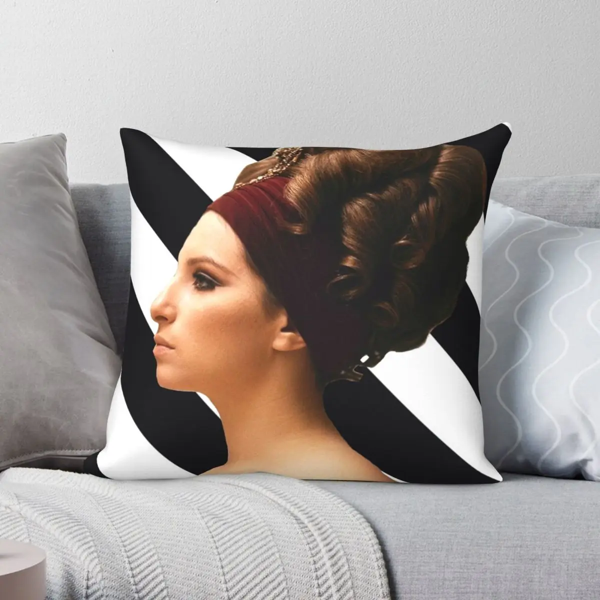 Barbra Streisand Monochrome Square Pillowcase Polyester Linen Velvet Printed Zip Decor Throw Pillow Case Sofa Cushion Cover