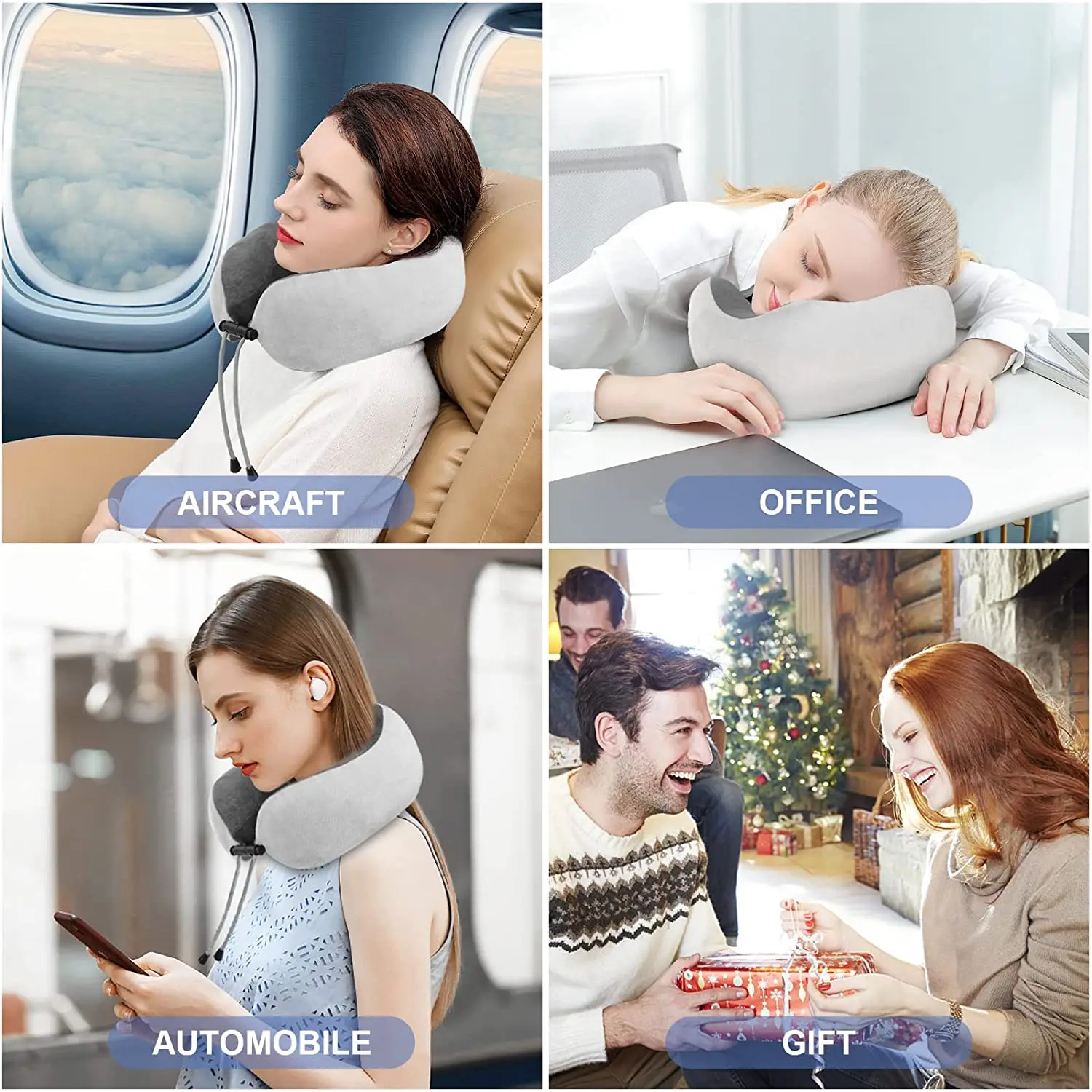 Neck Pillow Massagers Warm with Bandana Neck Gaiter Face Mask for Airplane,Train,Car Travel