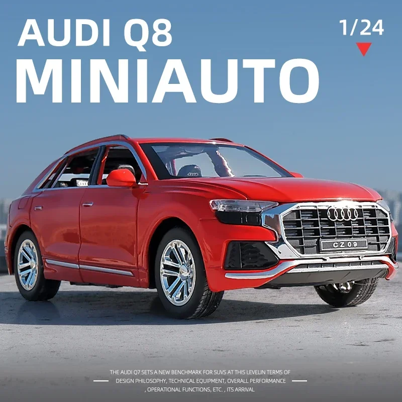 1:24 AUDI Q8 SUV Alloy Car Model Diecast & Toy Metal Vehicles Car Model Simulation Collection Sound and Light Childrens Toy Gift