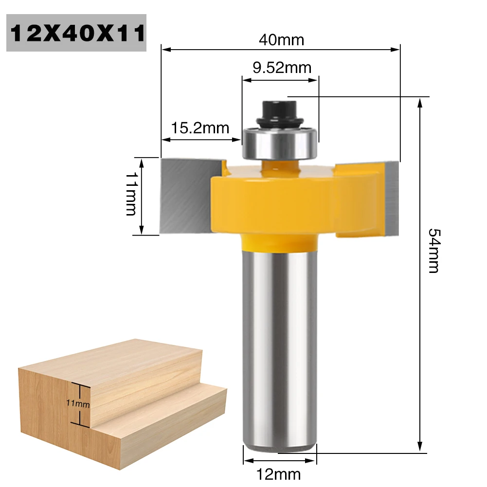 1pcs 6mm 12mm 1/4,1/2inch Shank Rabbeting Bit With Bearings Woodworking Tool T Type Bearings Wood Milling Cutter Router Bits For