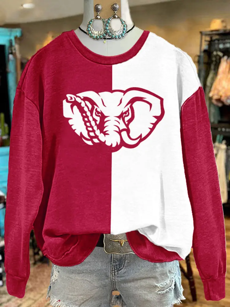 Red Elephant Gameday Football Print Sweatshirt