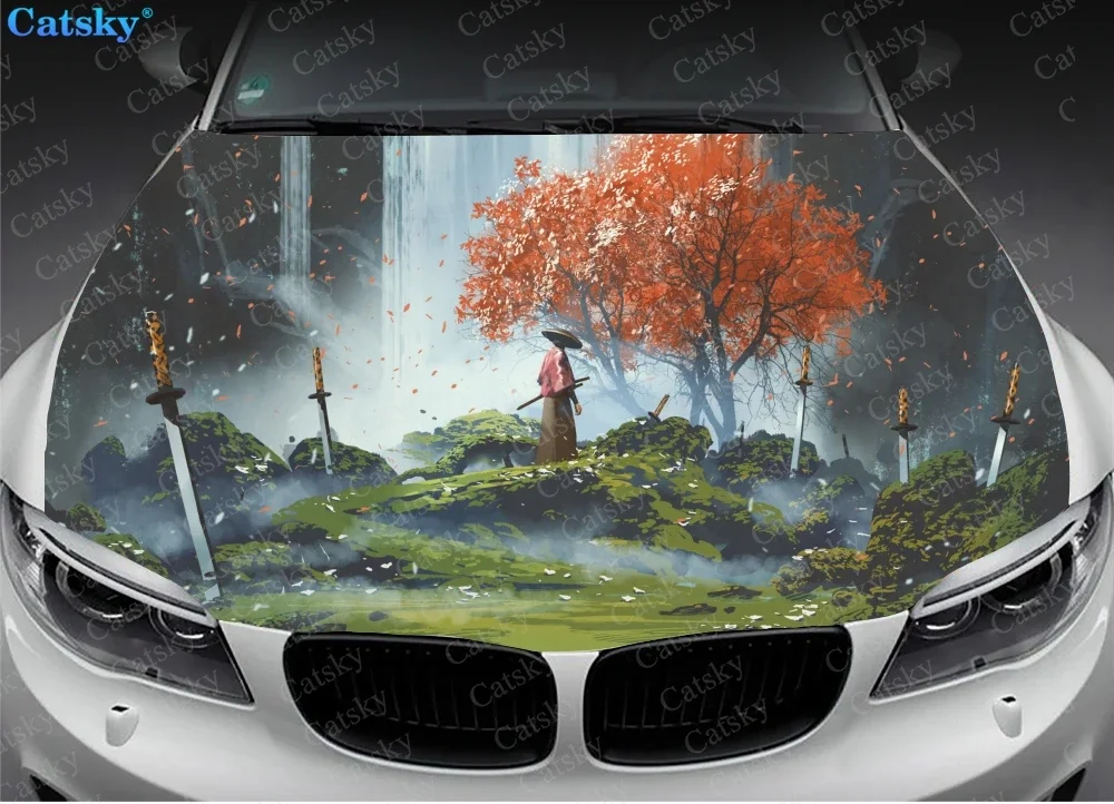 

Samurai, Japanese samurai,Samurai, Japanese samurai,Car hood wrap lion decal, bonnet vinyl sticker, full color graphic decalar
