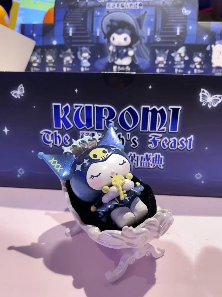 Nowa Kawaii Sanrio oryginalna Kuromi seria uczta czarownica ozdoba figurka lalka zabawka dla dzieci Model postaci z Anime niespodzianka prezenty świąteczne