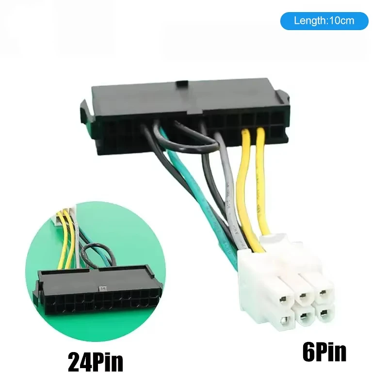 Adaptador de corriente interno ATX PSU estándar, Cable convertidor de 24 pines hembra a 6 P macho, 10cm, para placa base Dell 6 pines 3060 5060 7060