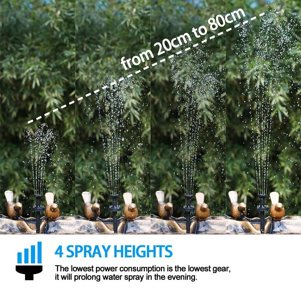 

ABLL-Fountain Pump Solar Fountain Pump 5 LED Lights 3.6W Solar Fountain Water Pump Flow 200L/H With 5 Fountain Style For Pool